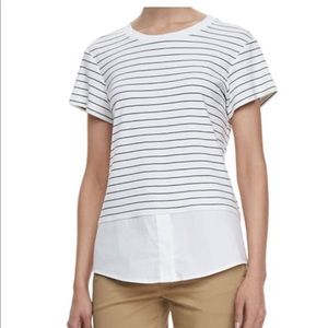 Theory- White/Blue Striped Mix-Fabric